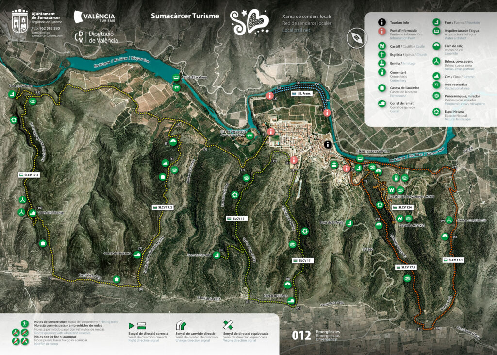 Mapa de las rutas de senderismo de la montaña de Sumacàrcer